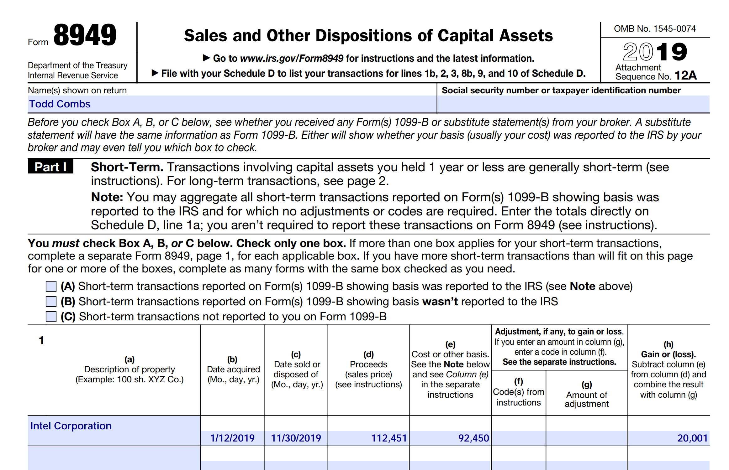 Print IRS Form 8949 with EquityStat's Investment Portfolio Manager